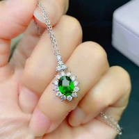 classic gemstone silver pendant for daily wear 6mm8mm natural chrome diopside pendant 925 silver diopside necklace pendant