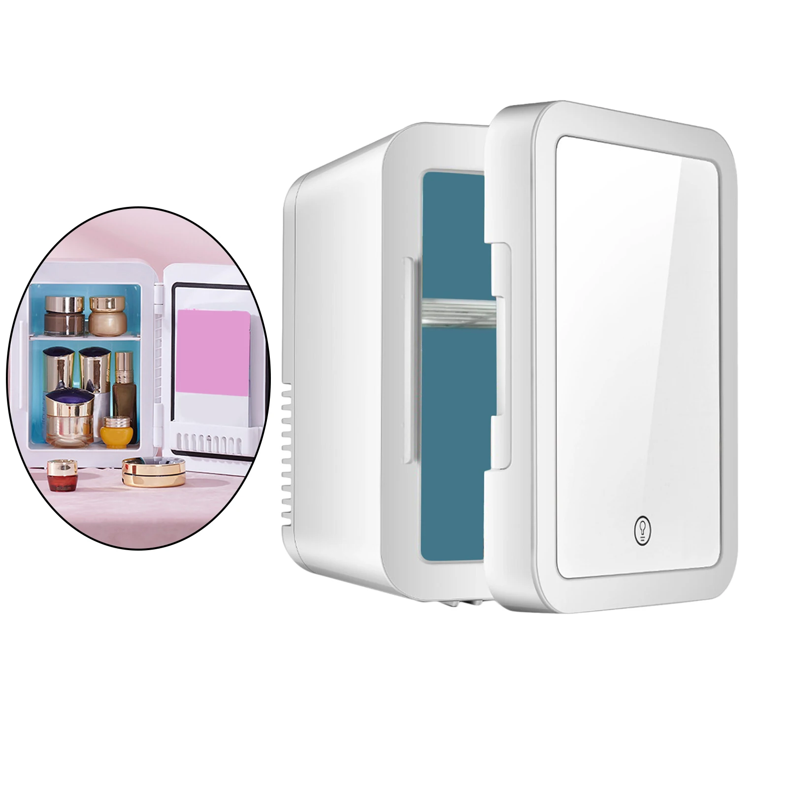 Портативный мини-холодильник на 5 л для хранения косметики зеркальный