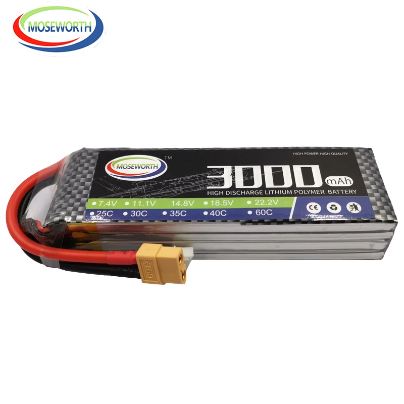 4S 14 8 V 3000mAh 60C 120C RC LiPo Аккумулятор для радиоуправляемого квадрокоптера вертолета