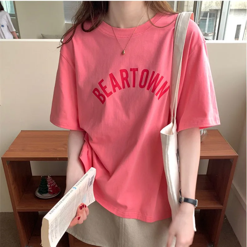 Футболка женская с коротким рукавом 4 цвета летняя свободная в Корейском стиле