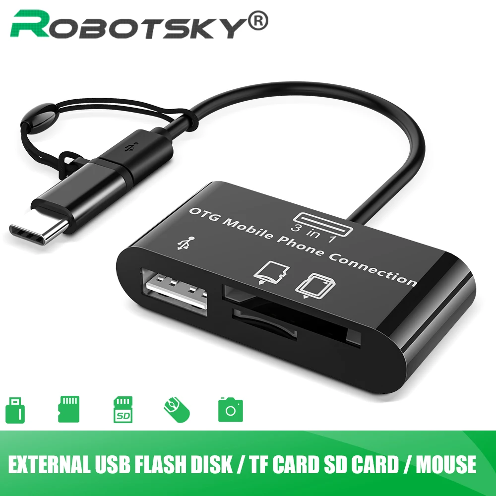 3 в 1 Type-c Micro USB SD TF телефон OTG кардридер хост-адаптер для Samsung Galaxy S4 S2 S3 Note 2 планшет |