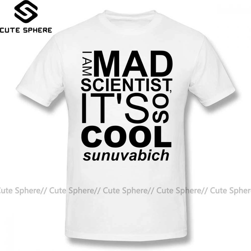 Футболка с надписью «Steins Gate» и надписью «I AM MAD SCIENTIST»; футболка с графическим принтом для мужчин; потрясающая Классическая хлопковая футболка с коротким рукавом; большие размеры