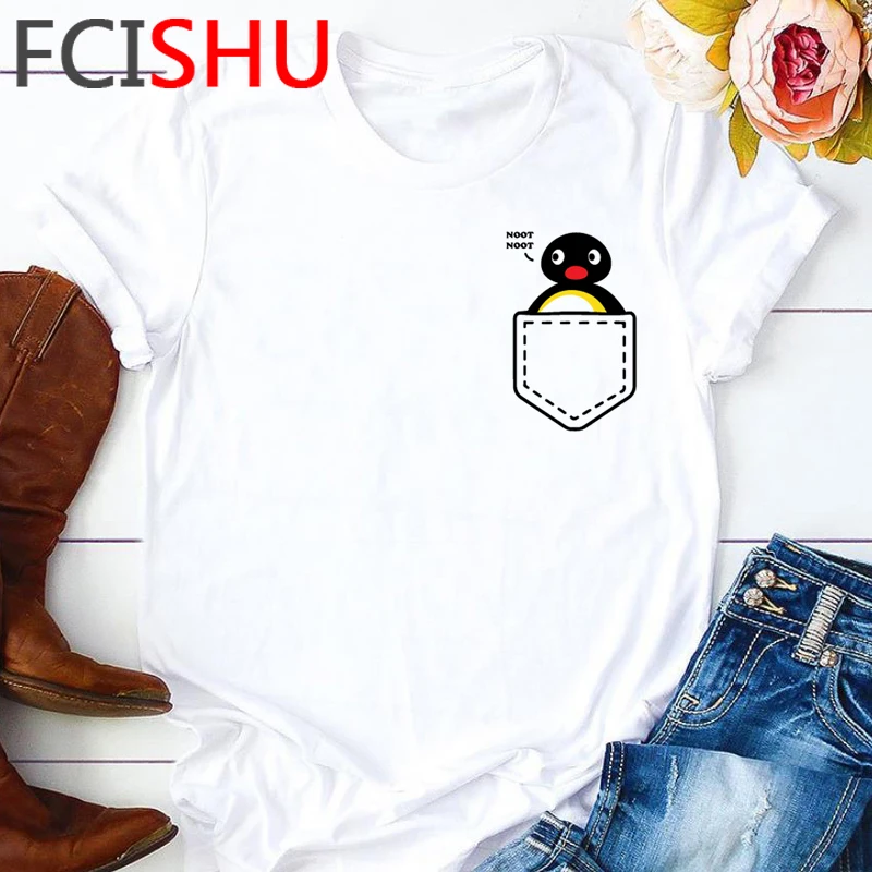 Забавная мультяшная футболка Noot Мужская кавайная Pingu летняя повседневная с