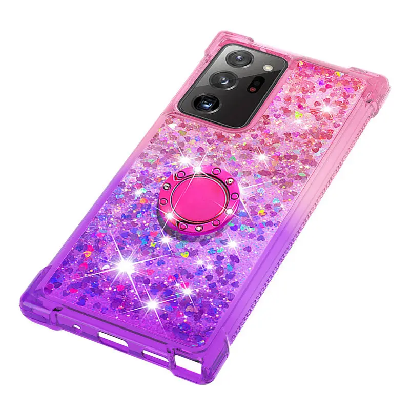 

Shockproof Case For Samsung A21 A51 A71 Note 10 Lite S20 Ultra S10 Lite A10S A20S M30S Luxury Gradient quicksand With ring Cases