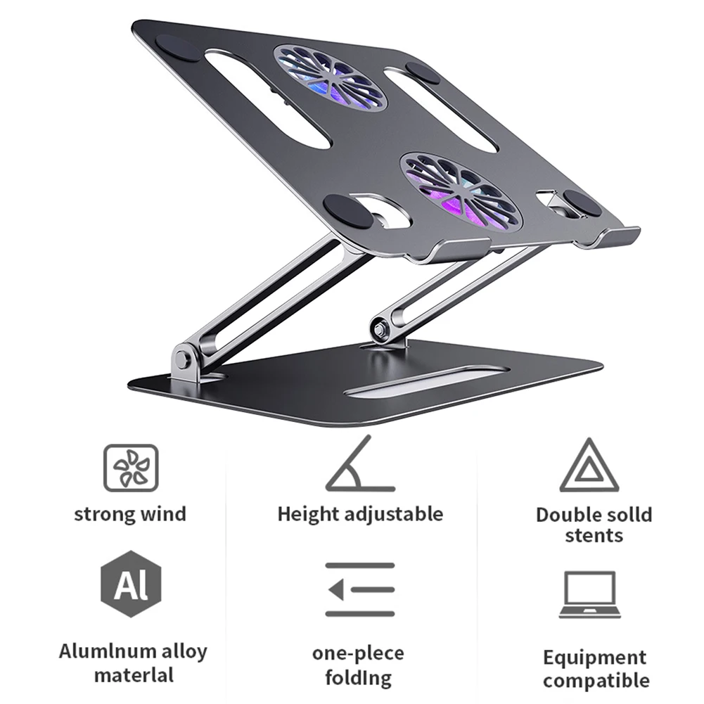 

Adjustable Foldable Laptop Tablet Stand with Laptop Cooling Fan Aluminum Alloy Desktop PC Notebook Lifting Holder Bracket