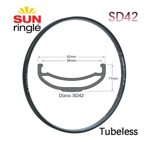 Sunringle sun DUROC SD42 27.5/29 Inch Mountain Tubeless Soldering Rim Am/Fr/Dh 32H 28H Hoops 42MM Width Aluminium rims | Спорт и