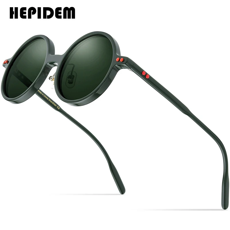 

HEPIDEM Acetate Polarized Sunglasses Men 2022 New Retro Vintage Circle Round Sun Glasses for Women Shades 9158T