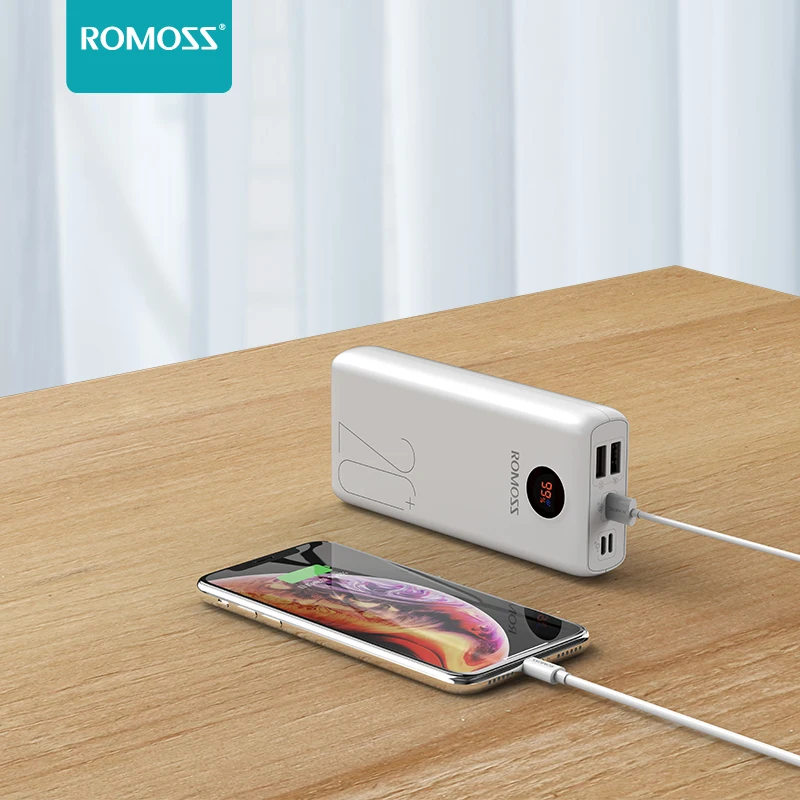 Внешний аккумулятор ROMOSS SW20PS+ ёмкость 20000мАч порт USB C подойдёт для Huawei iPhone и Xiaomi Mi
