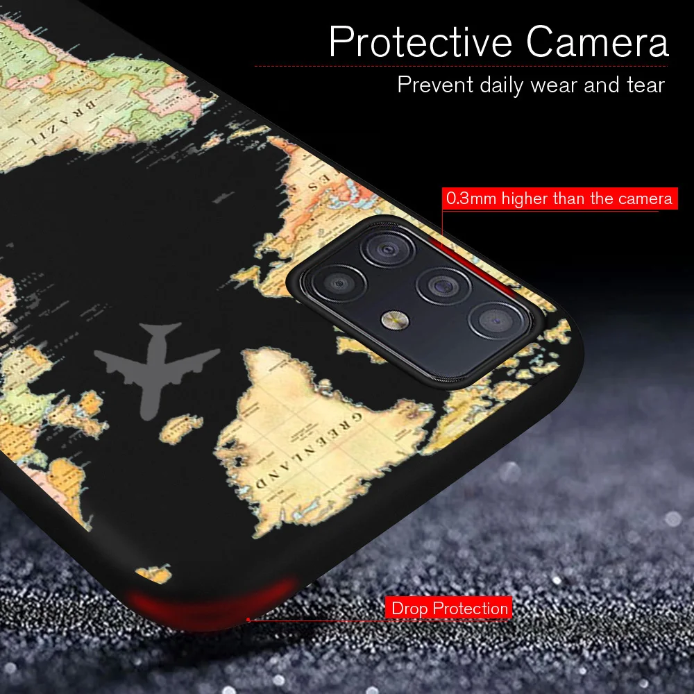 Чехол с картой мира для Samsung Galaxy S20 S10 S21 S9 S8 Plus Ultra S10e A51 A50 A71 A70 A20E A21S NOTE 20 10 9 8 мягкий