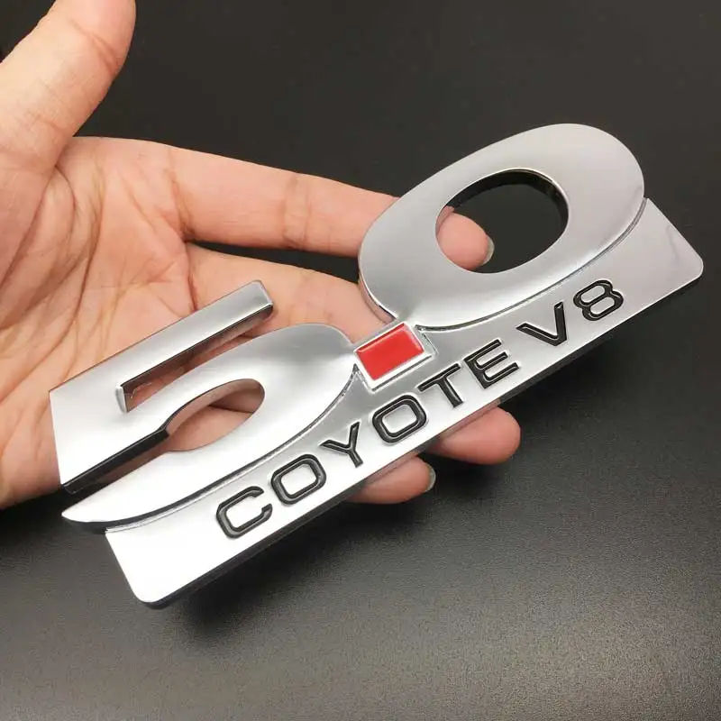 

3D металлический логотип 5,0 COYOTE V8, автомобильная наклейка, эмблема на кузов автомобиля, багажник, значок, наклейка для Ford Mustang 5,0 Coyote V8 TWIN Turbo, Стайлинг автомобиля