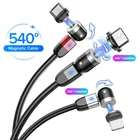 Магнитный кабель USB Type-C, Micro USB, для iPhone, Xiaomi, Samsung, Huawei, OPPO, с поворотом на 540 градусов