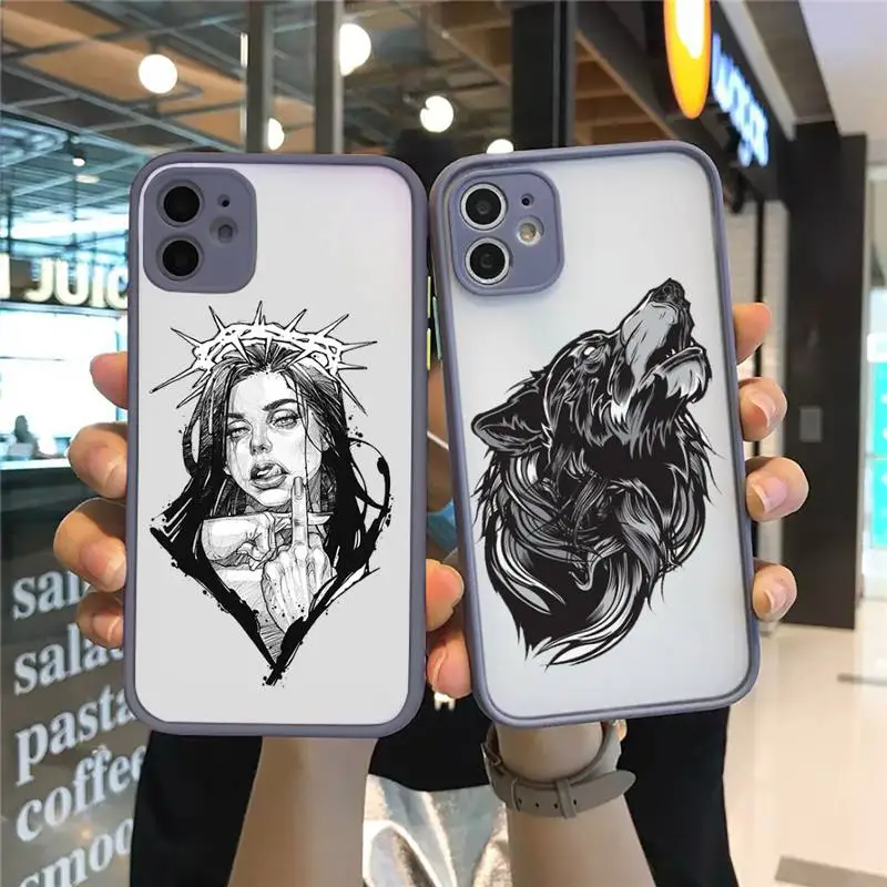 

Beauty beast wolf dragon wild boar dog Phone Cases Matte Transparent for iPhone 7 8 11 12 s mini pro X XS XR MAX Plus funda