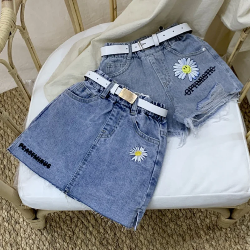 Джинсовая юбка для девочек джинсовая с вышивкой маленьких детская одежда