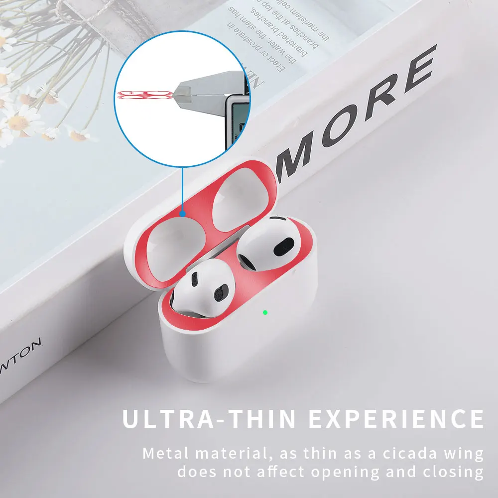 Dust Guard For Apple AirPods 3 Case Box Sticker Metal Dust-proof Inside Protection Earphone Film Airpods Cover Stickers | Электроника