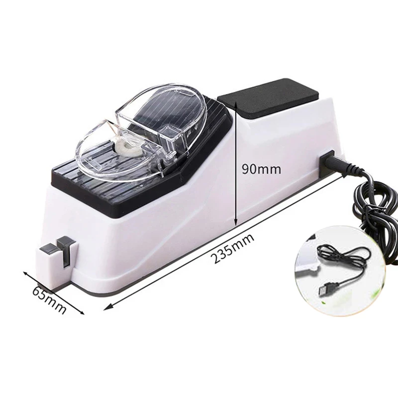 

USB Electric Knife Sharpener Adjustable For Kitchen Knives Tool Knife Scissor Sharpening White medium and fine grinding blade