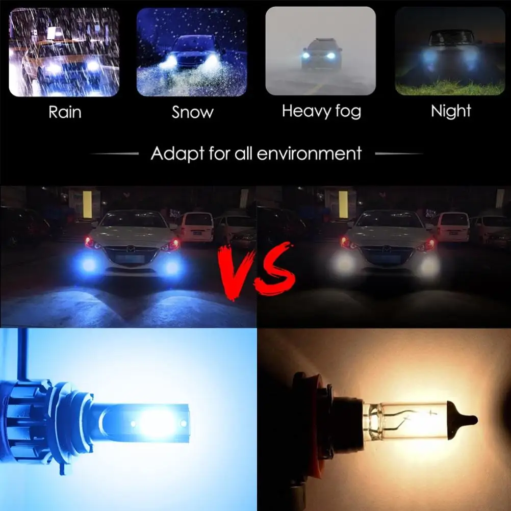 

LED Car Ice Blue Headlight 8000K Bright Ice Blue Fog Light Waterproof Daytime Running Light