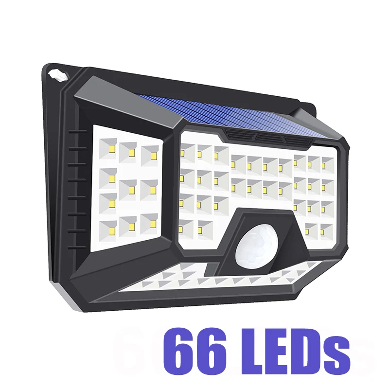 66LEDs 136/118/90/66/44 светодиодный лампы на солнечных батареях для сада Водонепроницаемый открытый светильник ing светодиодный солнечный светильник движения Сенсор 3 режим безопасности настенный светильник - Испускаемый цвет: 66LEDs