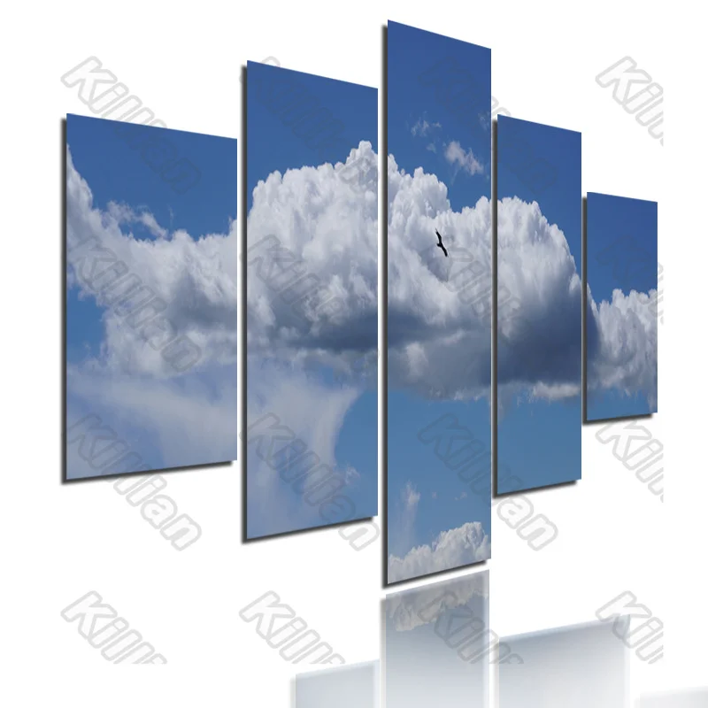 

Landscape Style Canvas Painting Bed Home Decoration Prints 5 Pieces Blue Sky and White Clouds Decoration Living Room Wall Murals