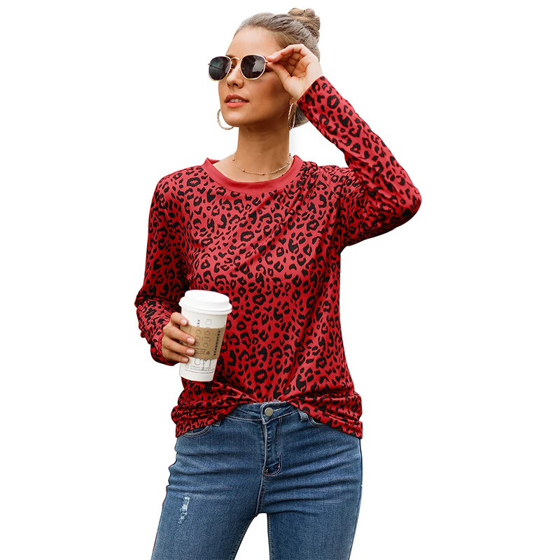 Женский зимний свитер с леопардовым принтом длинным рукавом | Женская одежда
