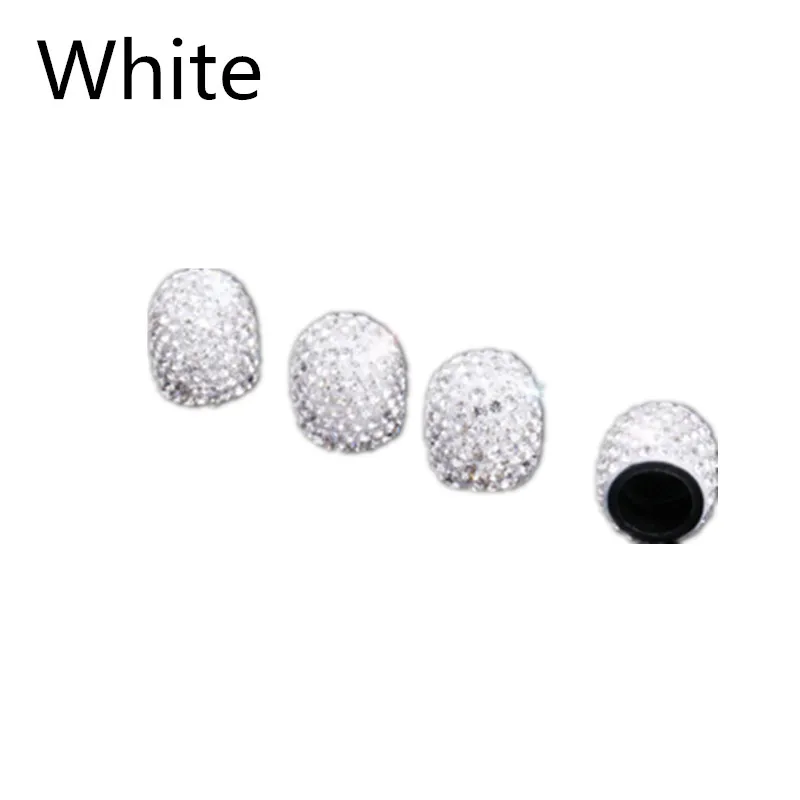 White 4 шт./лот, мини-стразы, колпачок для автомобильных шин, насадка, капот, авто Стразы, пылезащитные крышки для автомобильных шин, колпачок для автомобильных колес, декоративные аксессуары - Цвет: White
