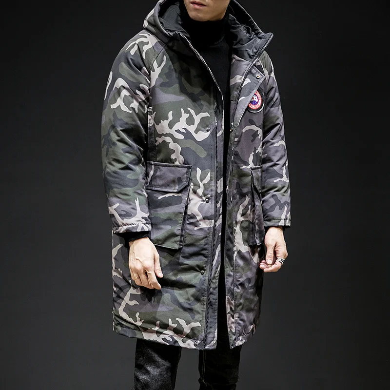 Liketkit мужские зимние куртки с капюшоном 2019 однотонные свободные камуфляжные