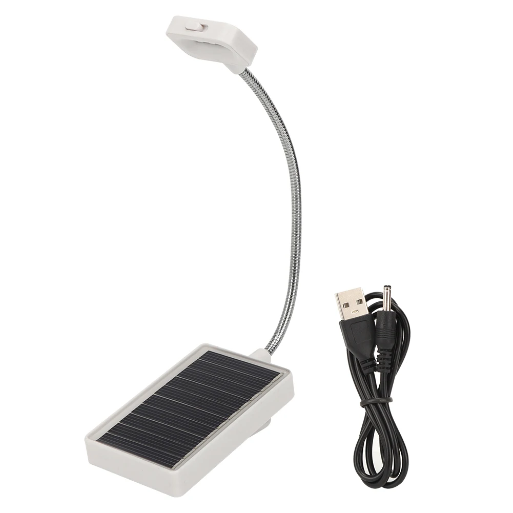 Гибкая рукоятка Солнечная USB 3LED Клип лампа для спальни Настольный светильник