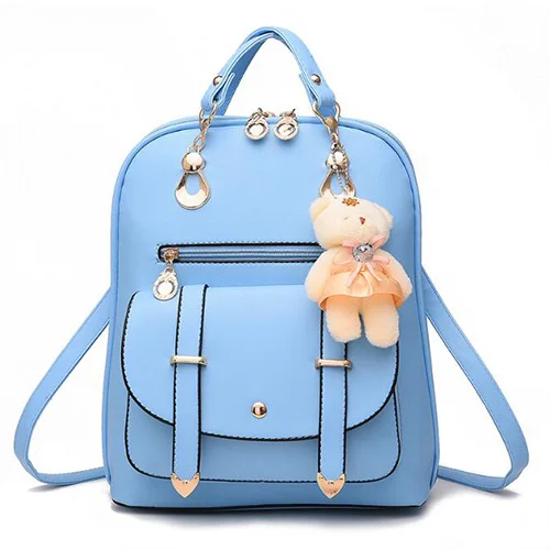 Bear Toys Pu Leather Schoolbags For Teenage Girls Female Ruc