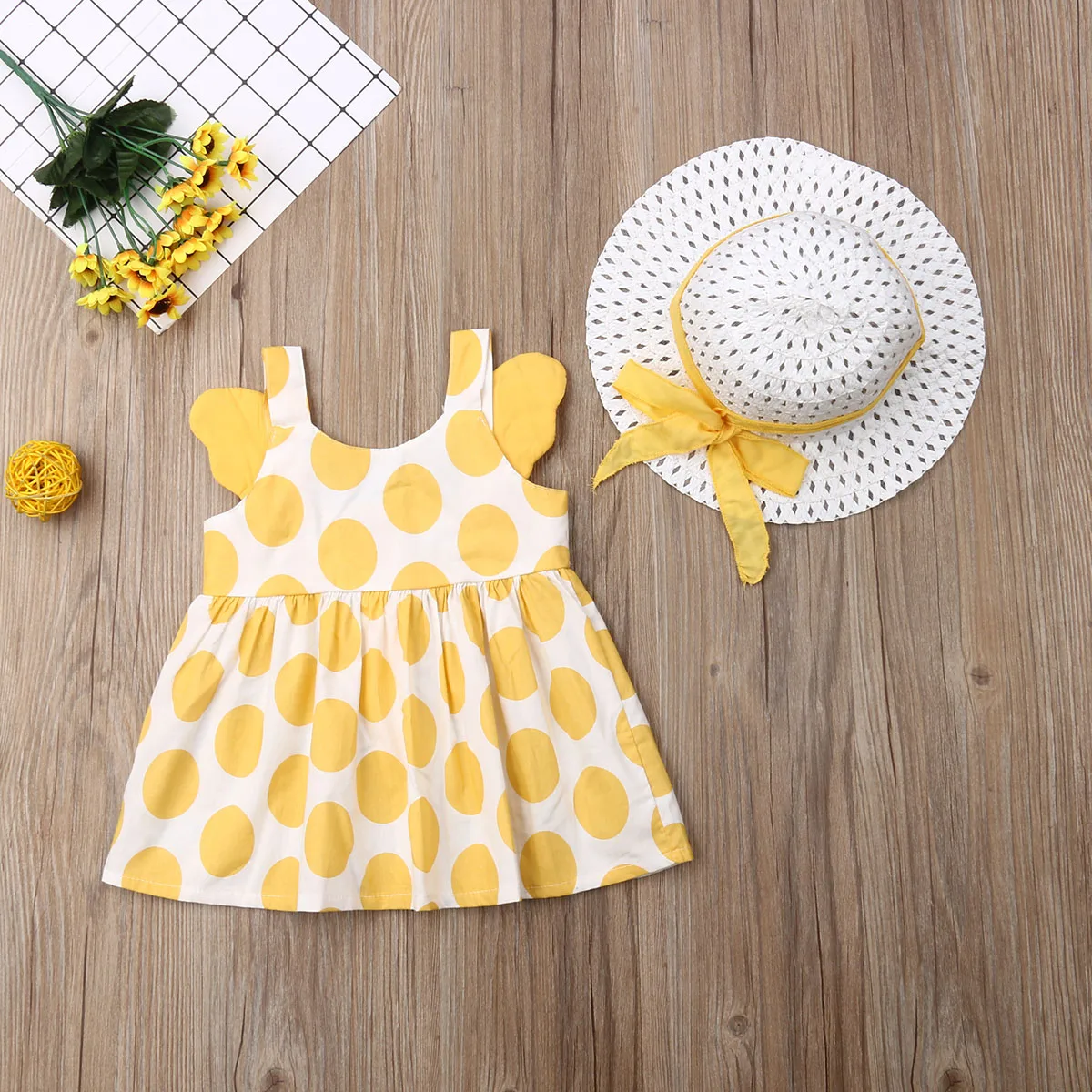 Летняя одежда для новорожденных детей девочек сарафан с принтом в горошек платье