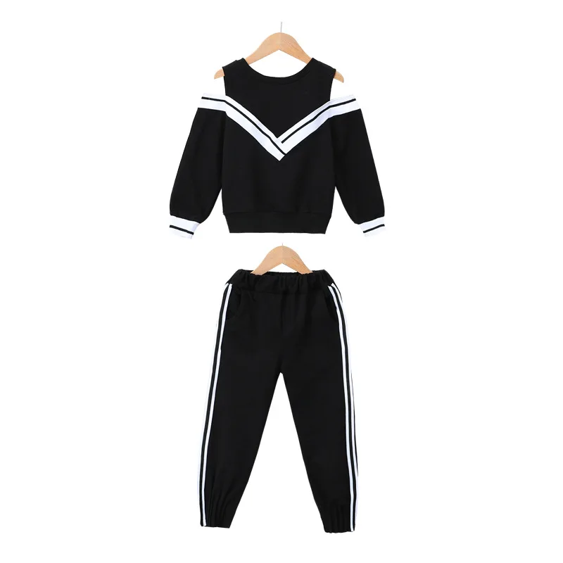 

Off The Shoulder Spring Autumn Children Clothes Baby Girls Sweatshirts+ Pants Kids Teenagers Tracksuit Sport Suits Outwear High