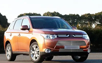 2* Front Center Grill Grid Grille Cover Trim For Mitsubishi Outlander 2013 2014 | Chromium Styling