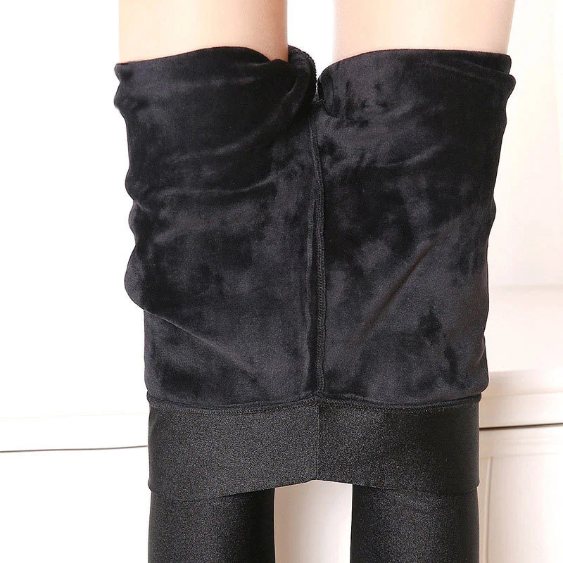 

Women's large high waist elastic cashmere tights women's bright black legging pen in autumn and winter