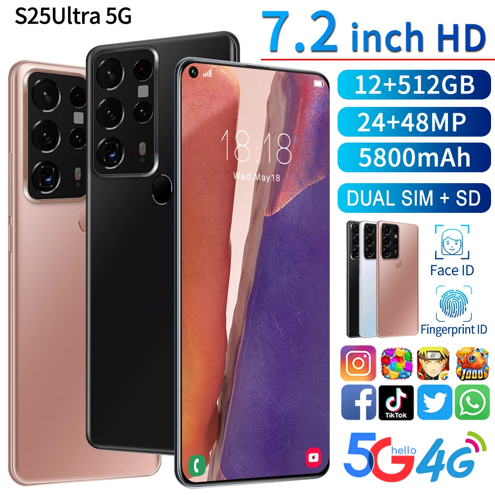 

Loss Making Sales S25 Ultra Game Smartphone 7.2Inch HD Screen 5800mAh Battery 12GB RAM 512GB 4G 5G 24MP 48MP