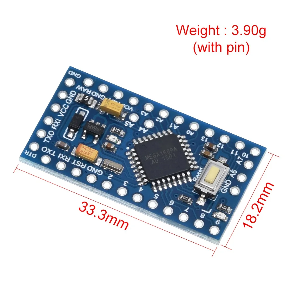 Pro Mini 168 5V/16M ATMEGA168 ATMEGA168P-AU 5V/16MHz для Arduino |