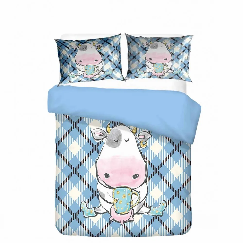 Комплект постельного белья с 3D-принтом в виде молочной коровы 2/3 шт. пододеяльник