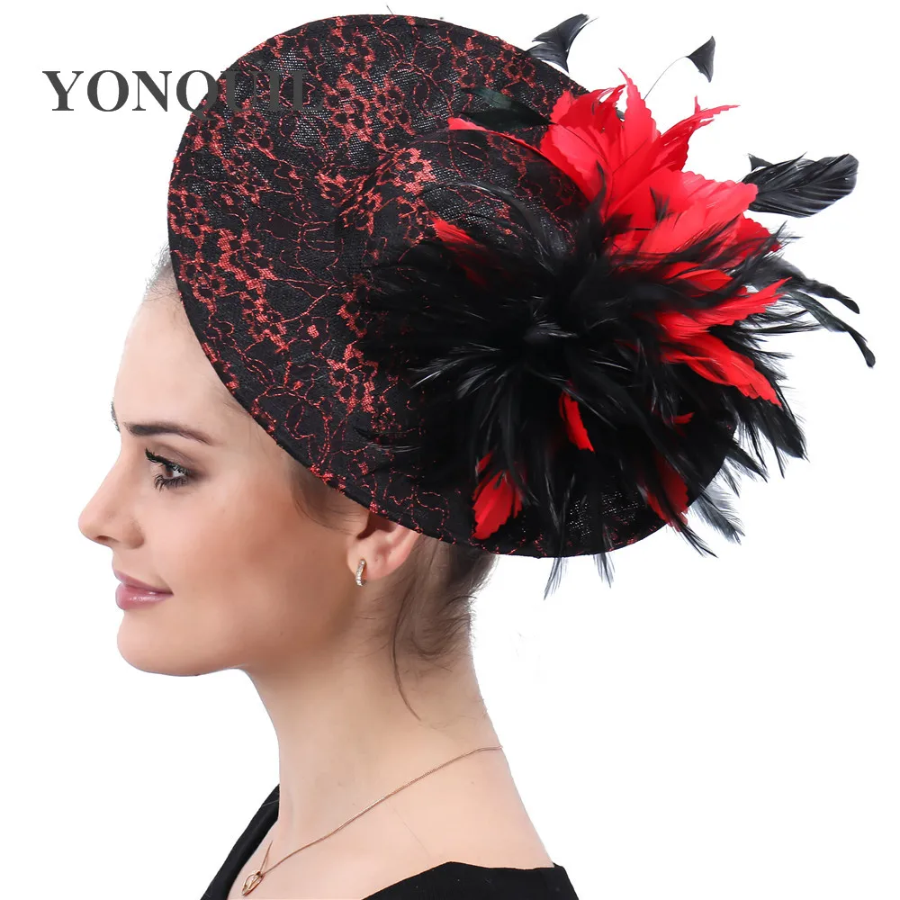 

Feathers Decor Fascinators For Wedding Church Hat Hair Pin Women Party Wedding Headpiece Bridal New Party Dinner Event Headwear