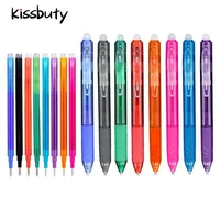 8 color retractable ballpoint pen set press erasable pen washable handle color erasable refill rod school writing stationery