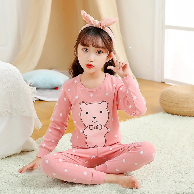 

Winter Boys Girls Pajamas Sleepwear Pyjamas Kids Cotton Cartoon Nightwear Pijamas Baby Girls Clothes Top+Pant 2pcs Sleep Suits