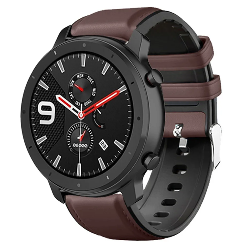 Ремешок для смарт часов Amazfit GTR кожаный браслет Xiaomi Huami Gtr Pace/1 Stratos/2 силиконовый