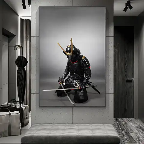 Японский самурайский в броне с мечом самурая, картины на холсте, современное художественное оформление, настенное украшение для гостиной