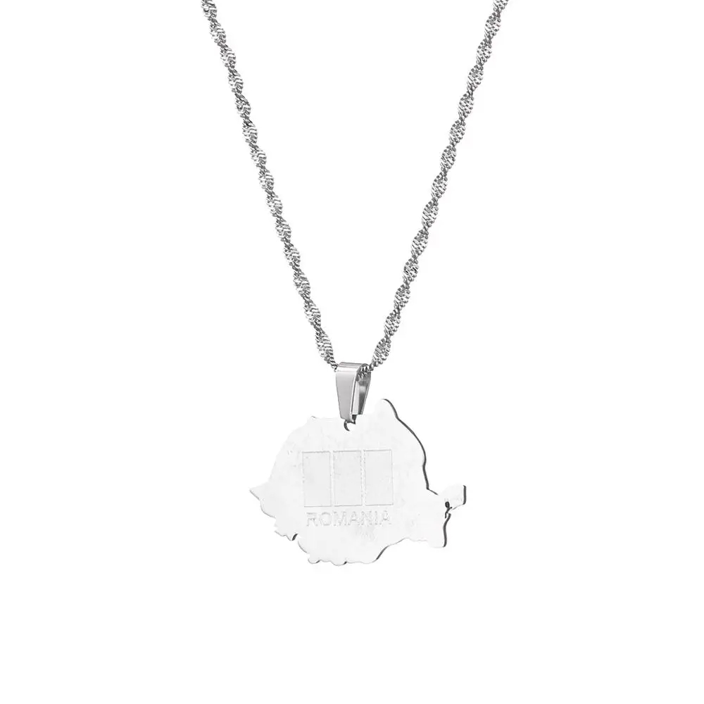 Румынская карта кулон и ожерелье золотого цвета модные румынские ювелирные