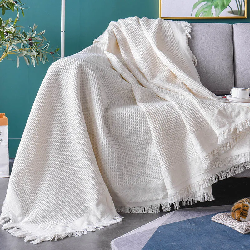 

KNITTED SOFA BLANKET WITH TASSEL HREAD THROW BLANKETS FOR BED OFFICE TRAVEL SOFA COVER BEDSPREAD CASUAL WALL TAPESTRY