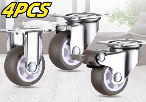 

4PCS 360 Degree Swivel Caster Rubber Wheel Noiseless Wheel Shopping Cart Trolley Cabinet 1/1.25/1.5/2 Inch