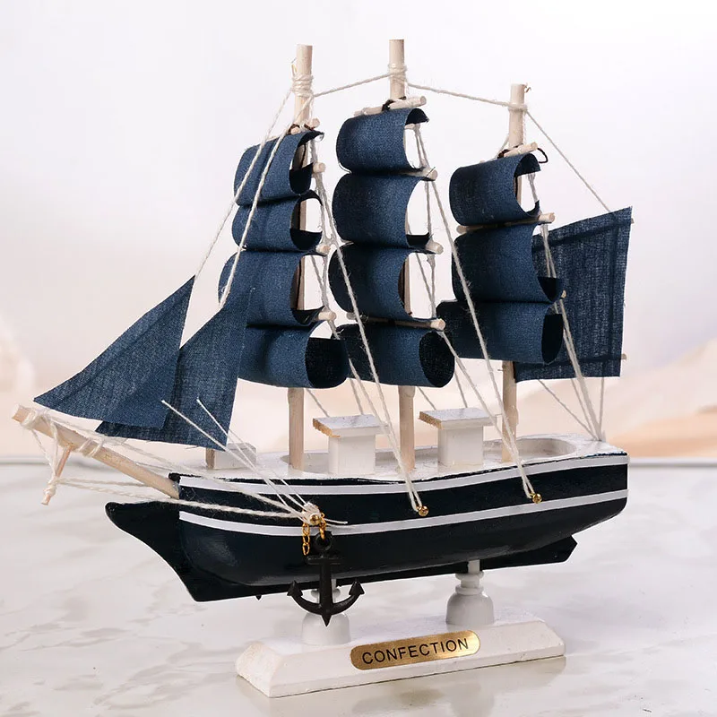 

Wooden Sailing Ship Mediterranean Style Home Decoration Handmade Carved Nautical Boat Model Gift FHJ889