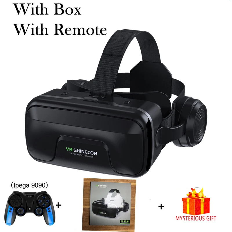 With Box 9090 Remote VR Shinecon 10,0 шлем 3D очки виртуальной реальности шлем для смартфона смарт-телефон очки Google Cardboard Gaming 3 D Lunette - Цвет: With Box 9090 Remote