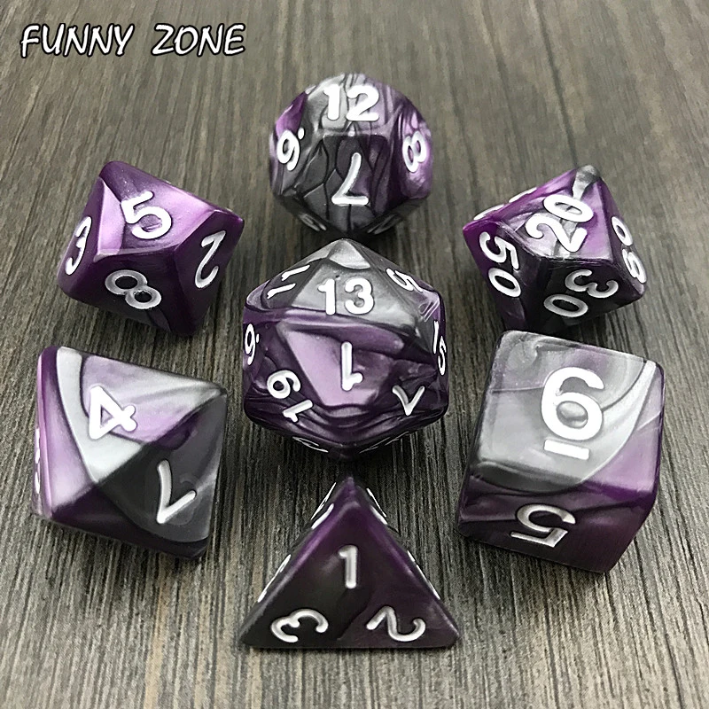 Новинка 7 шт. набор 2-цветных кубиков с эффектом туманности игральные кости DnD d4 d6 d8