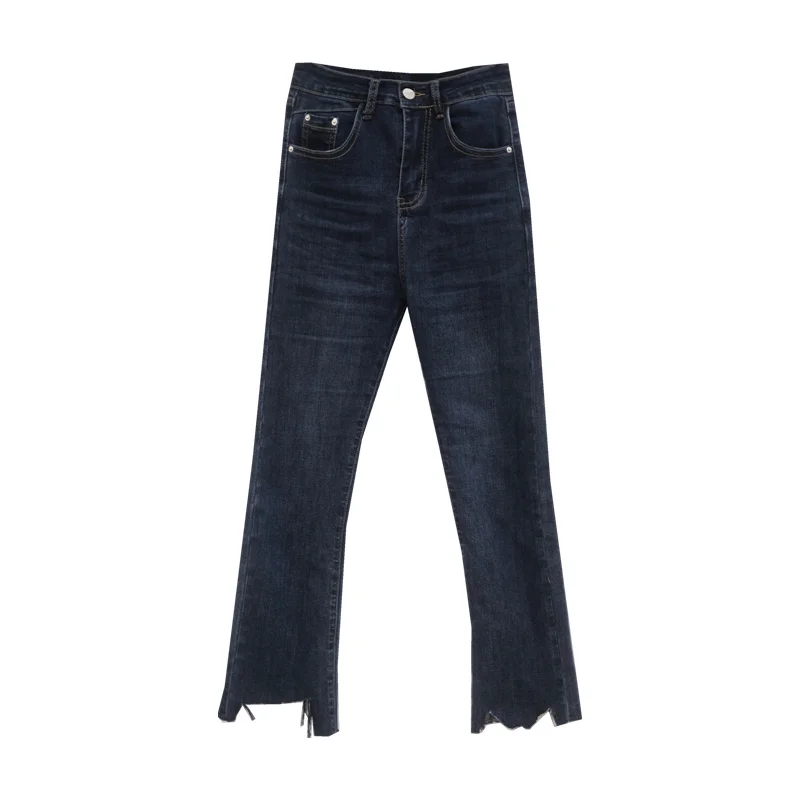 Асимметричные дизайнерские джинсы 2021 прямые тонкие микро-штаны с высокой талией