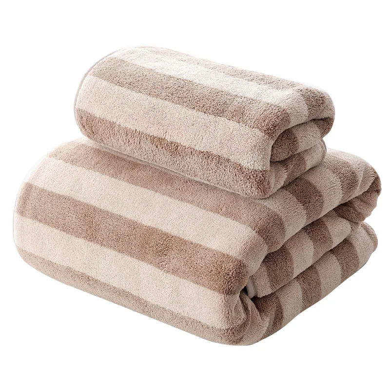 

2pcs/set Stripe Bath Towel Beach Swimming Sports Towel Travel Beach Bath Towel Quick Dry Soft Hand Face Towel