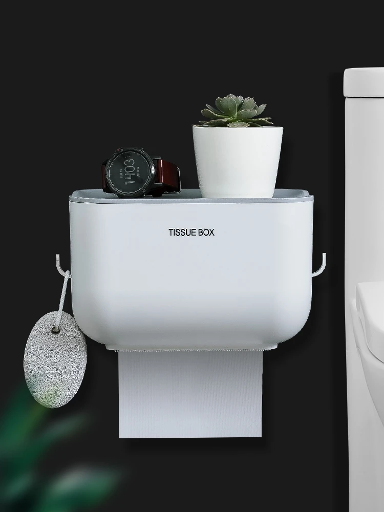 

Toilet Tissue Box Punch-Free Wall Mount Towel Bath Ball Storage Rack Toilet Paper Holder Shelf Roll Paper Tube Storage Box