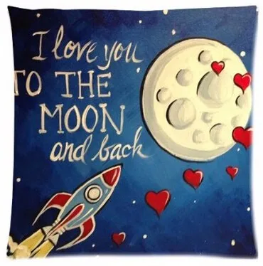 

С надписью «I Love You To The Moon And Back (мама я тебя ракета отправить свою любовь к Iinda пена подушкой квадратный, с молнией Подушка Чехол подушки Чехол