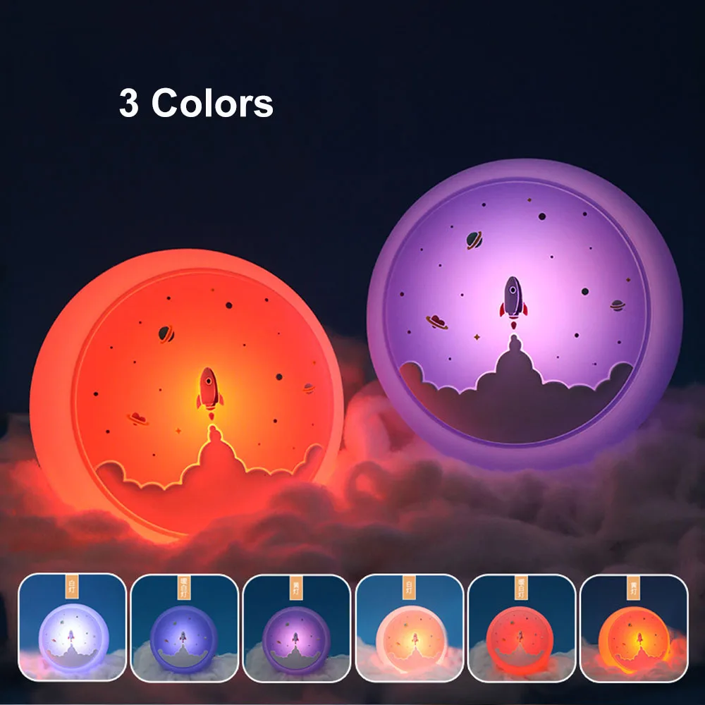 Космическая ракета ночник s для детей мультфильм умный датчик силиконовый ПЭТ